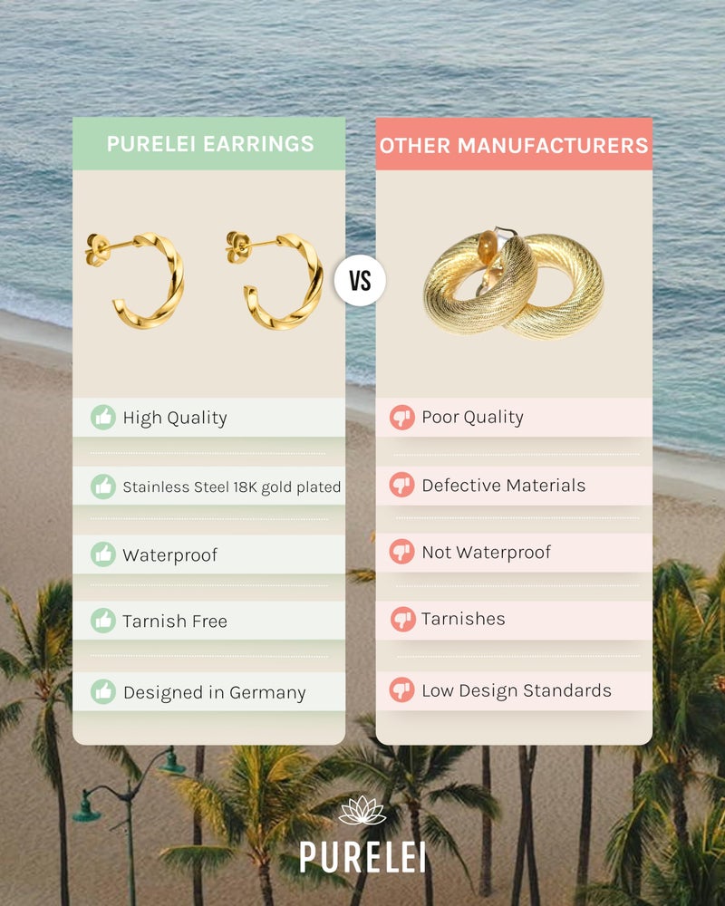 PURELEIÂ® Kelani Hoop Earrings (gold) â€“ 18K Gold plated stainless steel jewelry â€“ Water-resistant earrings for women â€“ 0,59 inch diameter â€“ Fashion jewelry for your individual look - Image 4
